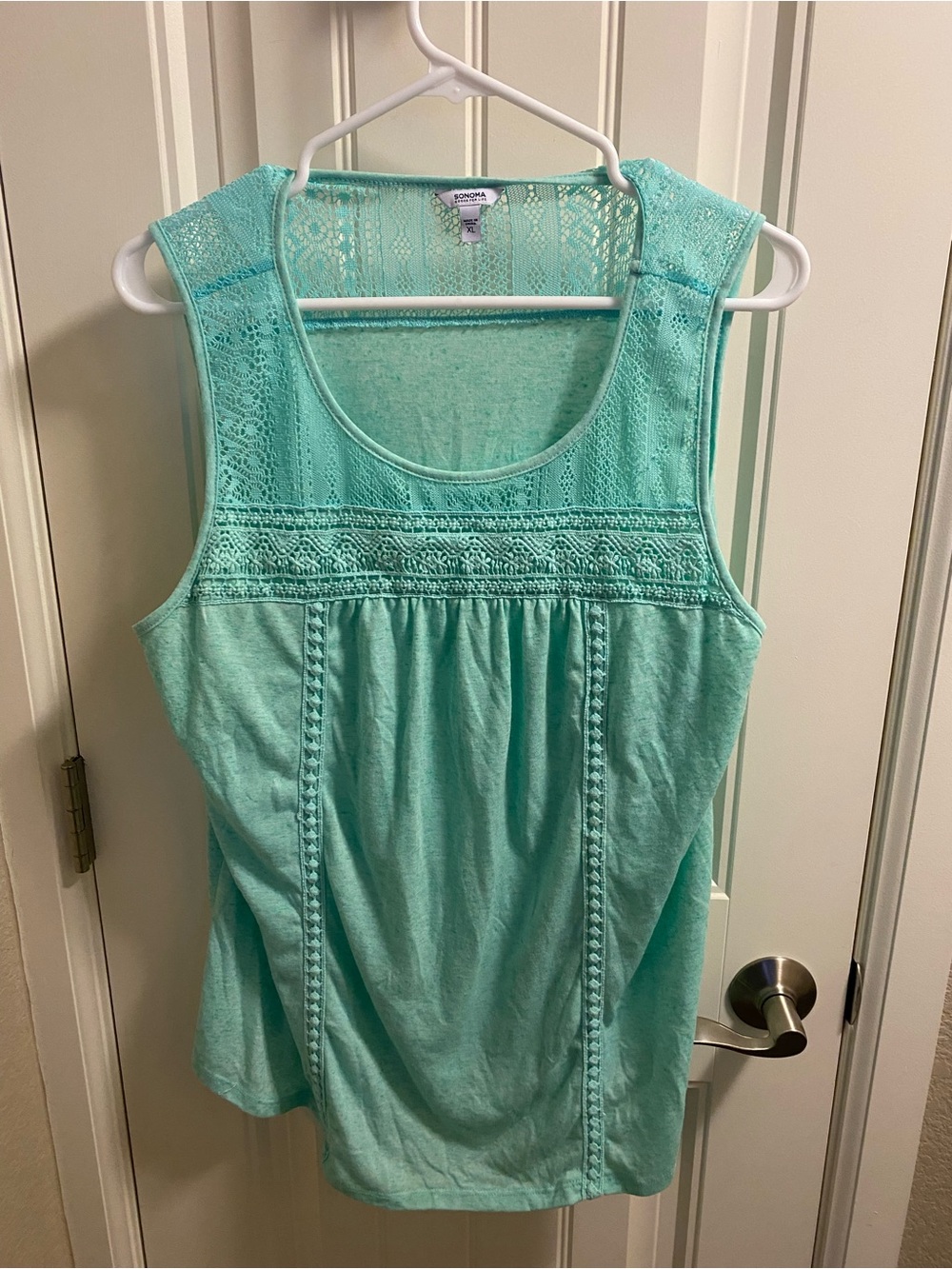 Sonoma XL Top Blue Sleeveless Crochet Lace Blouse Blue Shirt
